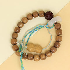Vintage Sandalwood Beaded Bracelet: Bohemian Multi-Layer Design for Energy Balance & Spiritual Connection