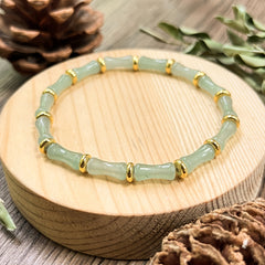 Bamboo Knot Green Aventurine Bracelet — Wealth & Abundance Enhancing Bohemian Jewelry