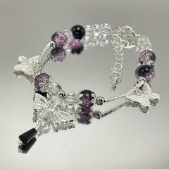 1pc Elegant Bohemian Bracelet - Pastel Blue Beads & Butterfly Charm for Harmony & Serenity