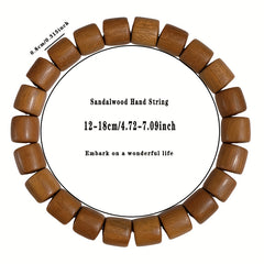 1pc Sandalwood Beaded Bracelet - Natural Wooden Beads for Spiritual Healing & Mindfulness