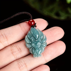 Nine-Tailed Fox Jade Necklace for Spiritual Transformation, Protection & Prosperity