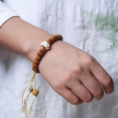 Vintage Sandalwood Beaded Bracelet: Bohemian Multi-Layer Design for Energy Balance & Spiritual Connection