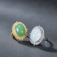 Natural Green Chalcedony Ring for Abundance and Emotional Balance