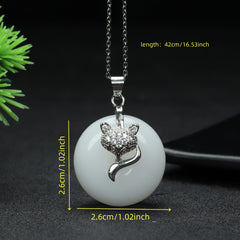 Natural Stone Fox Charm Pendant Necklace for Grounding Energy & Clever Spirit