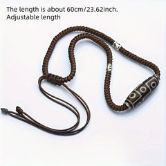 Nine-Eye Bead Agate Necklace - Chinese-style Protective Talisman for Harmony and Prosperity