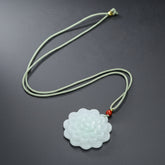 Peony Pendant Natural Stone Jewelry - Unisex Rope Necklace for Love & Prosperity