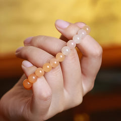 Natural Peach Blossom Jade Beaded Bracelet for Love, Youthful Energy, and Emotional Healing