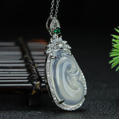 White Ruyi Pendant Necklace for Good Fortune and Spiritual Harmony