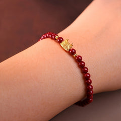Women's Elegant Red Sandalwood Bracelet - Spiritual Harmony & Prosperity Energy Boost