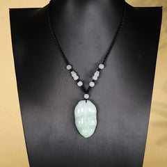 Elegant Natural Jade Leaf Pendant for Wisdom, Protection, and Grounded Energy