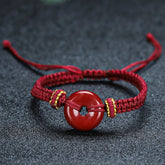Men's Cinnabar Braided Rope Bracelet with Lucky Pendant - Spiritual Protection & Wealth Attraction