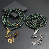 Natural Blue-Green Agate Tasbih with Golden Accents - Islamic Prayer Beads for Men - Spiritual Energy & Focus