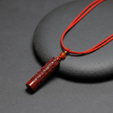 Cinnabar Stone Carved Pendant - Six True Word Mantra Amulet - Feng Shui Prosperity Talisman for Couples