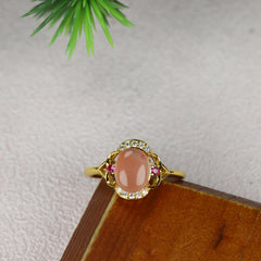 Elegant Adjustable Pink Crystal Open Ring for Women, Natural Rose Quartz Jewelry for Love and Emotional Healing