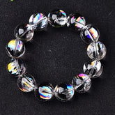 Classic White Crystal Bracelet Iridescent Rainbow Effect October Birthstone Spiritual Protection Good Luck Charm