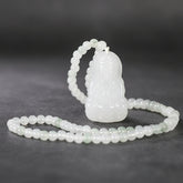 Floral Guanyin Peace Sign Pendant - Compassion & Protection Stone Necklace with Natural Patterns