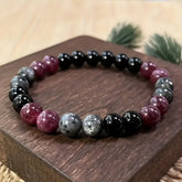 Garnet Obsidian Labradorite Bracelet - Bohemian Grounding Jewelry for Spiritual Protection & Emotional Balance