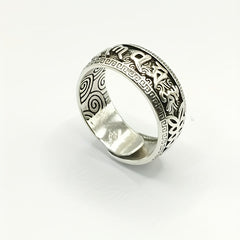 Ancient Sanskrit Mantra Silver Ring — Wealth Attraction, Spiritual Protection & Good Luck Amulet