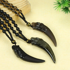 Vintage Boho Wolf Tooth Pendant Necklace - Protective Energy for Daily Wear & Vacation