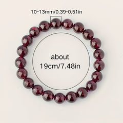 Natural Pomegranate Stone Bracelet 8-10mm Beads Teen Birthdays Holidays Energy Protection