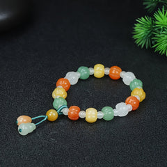 Natural Stone Pumpkin Beaded Bracelet - Handcrafted Multicolor Jewelry for Abundance, Joy, and Festive Style