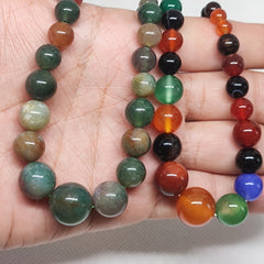 Simple Graduated India Agate & Mixed Agate Pendant Necklace — Natural Stone Bead Harmony, Spiritual Balance & Holistic Wellness Amulet