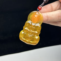 Yellow Jade Guanyin Pendant Necklace for Compassion, Protection & Spiritual Awakening