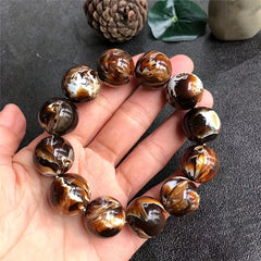 10-12mm Wax Bead Fossil Bracelet for Ancient Wisdom & Grounding Energy - Daily Wear & Gift