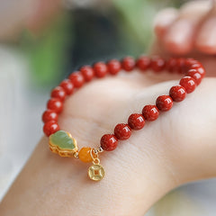 1pc Women's Natural Agate Bead Bracelet - Gourd-Shaped Beads for Harmony & Protection - Perfect Daily Wear Accessory