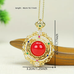 Vintage Red Agate Pendant Necklace for Men - Courage, Vitality, and Grounding Energy