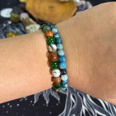 1pc Laziness Vanishing Bracelet - Moss Agate & Wooden Beads for Soul Soothing & Handmade Gift