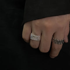 Adjustable Fingerprint Ring - Vintage Geometric Copper Band for Career Success & Anniversary Love