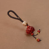 Cinnabar Lotus Charm Keychain & Mobile Accessories - Spiritual Protection & Harmony for Daily Carry