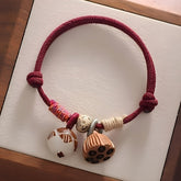 Tibetan Lucky Bracelet Necklace - Red Bead Protective Charm & Buddhist Blessing Energy