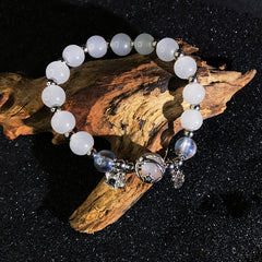 Cat's Eye & Moonstone Charm Bracelet — Intuition Enhancing & Protective Energy Jewelry