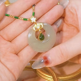 Elegant Vintage Green Teardrop Pendant Necklace - Spiritual Energy & Harmony