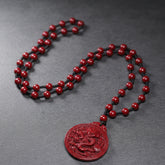 Red Cinnabar Dragon Pendant Necklace – Handcrafted Luck & Protection Charm