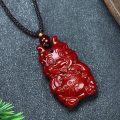 Natural Cinnabar Dragon Pendant for Luck, Protection & Vitality