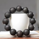 Hand-Carved Wooden Bead Bracelet - Natural Energy & Artistic Design for Daily Wear