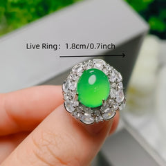 Premium Green Agate Cocktail Ring | Vintage-Inspired Floral Design for Prosperity & Emotional Balance