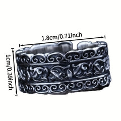Ancient Scroll Adjustable Open Ring for Men – Antique Copper Viking Jewelry with Protective Energy
