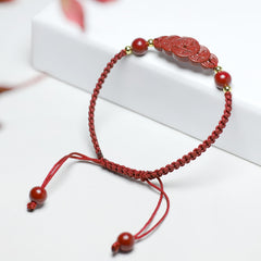 Cinnabar Wealth Coin Bracelet — Red Prosperity Charm for Luck & Abundance