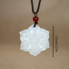Natural Stone Lotus Pendant Necklace - Elegant Fashionable Design for Couples & Parties