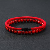 2pcs Minimalist Natural Stone Bracelet Set - Grounding Energy for Men's Daily Wear