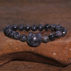 Elegant Cute Cat Head Bracelet - Natural Stone Energy for Daily Wear & Gifting