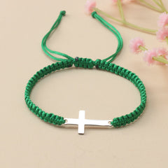 Steel Cross Bracelet - Adjustable Hand Woven Cross for Spiritual Protection & Daily Wear