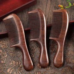Solid Wood Natural Sandalwood Comb Men's And Women's Long Handle Crescent Comb