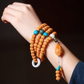 Vintage Natural Agate Bead Bracelet - 11mm Beads with Buddha Hand Pendant for Daily Protection