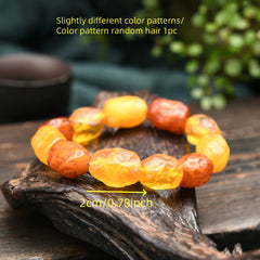 Vintage Beeswax Jujube Bracelet with Natural Sea Drifted Stone and Light Beige Chicken Oil Yellow