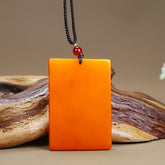 Classic Fashion Peace Sign Sweater Chain Pendant - Unisex Yellow Dragon Natural Stone Necklace for Energy & Protection